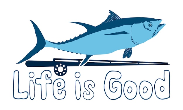 La vida es buena Pesca y canotaje Vector e ilustración Diseño de camiseta Pesca y canotaje