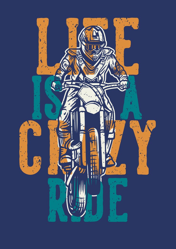 Vector la vida es una ilustración loca de motocross vintage