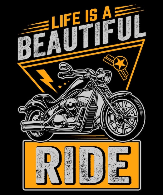 Vector la vida es un paseo hermoso diseño único de camiseta de motocicleta