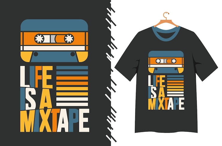 Vector la vida es una tipografía mixtape para el diseño de camisetas.