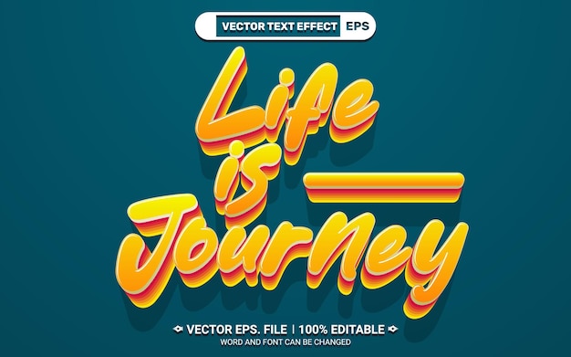 Vector la vida es un viaje 3d editable cita motivacional efecto de estilo de texto vectorial