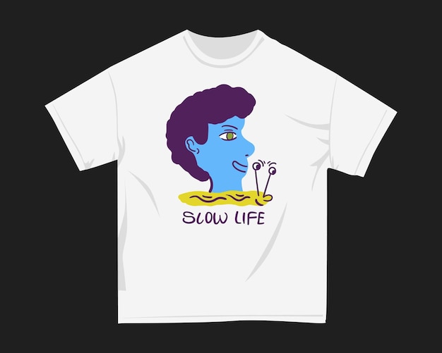 Vida lenta Diseño de camisetas de dibujos animados ingenuos para imprimir