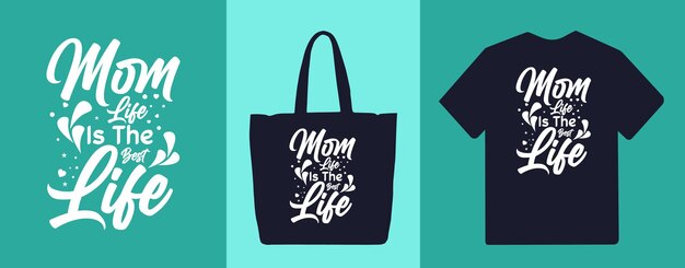 Vector la vida de mamá es el mejor diseño de citas de letras de tipografía de vida