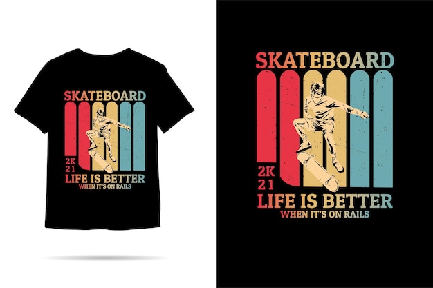 La vida en patineta es mejor diseño de camiseta de silueta