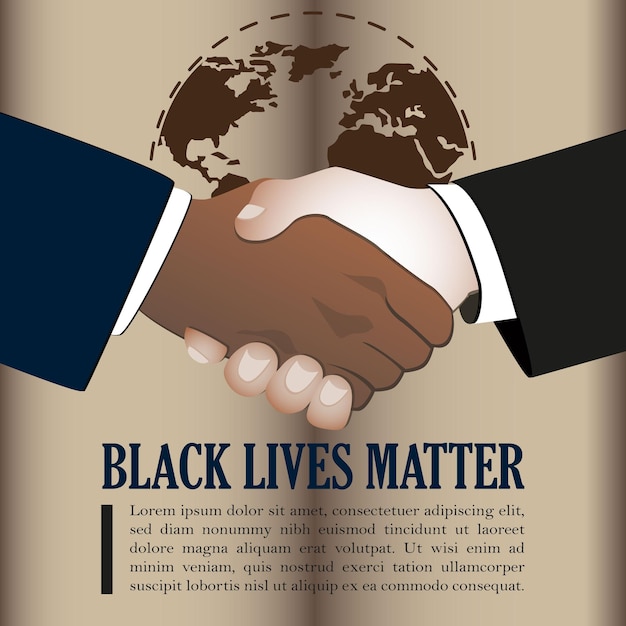 Las vidas negras editables importan con el mapa mundial y las manos