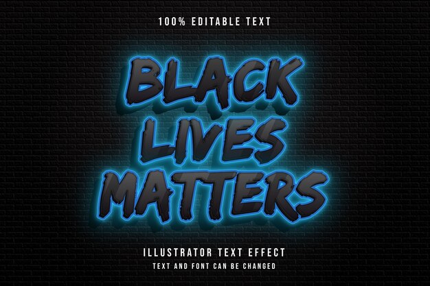 Las vidas negras importan, efecto de texto editable 3d estilo de texto de neón azul degradado de negro moderno