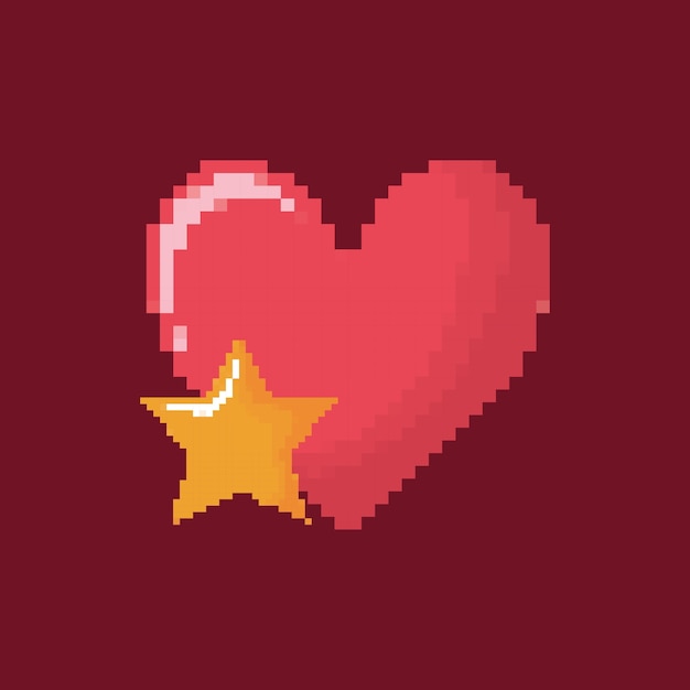 Vector video juego corazón y estrella ícono