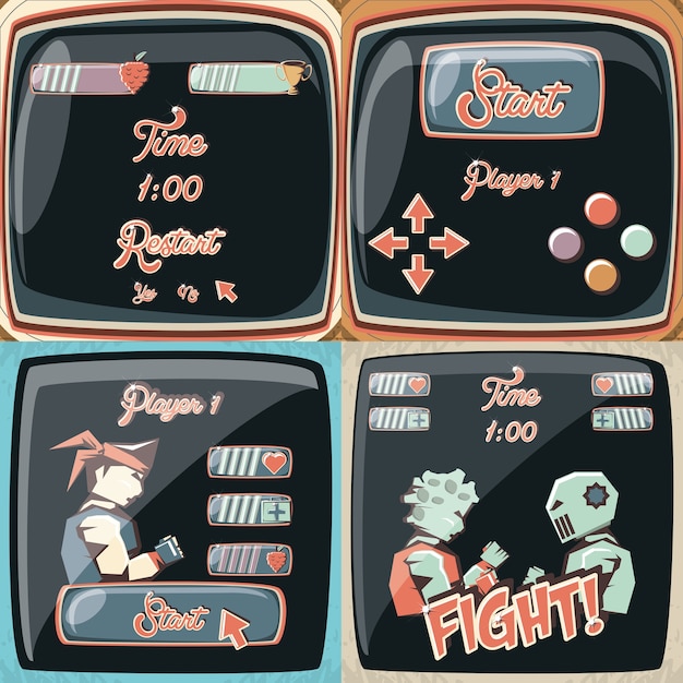 video juego retro conjunto de iconos vector ilustración diseño