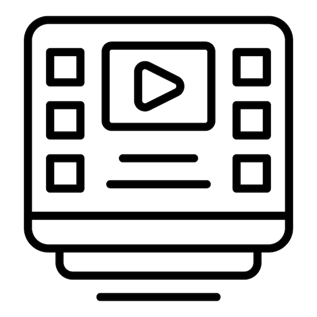 Vídeo en línea estudio icono contorno vector prueba de examen educación informática