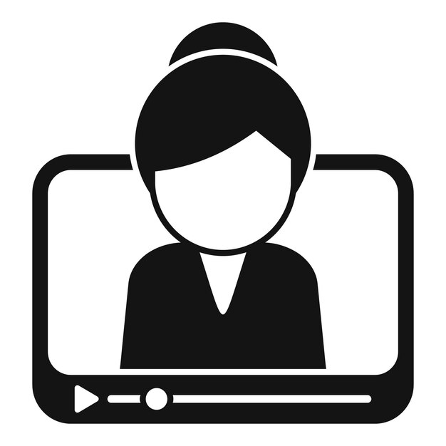 Vídeo en línea icono de oradora femenina vector simple orador de habla