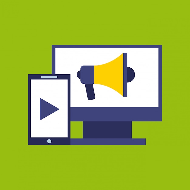video marketing iconos de línea plana