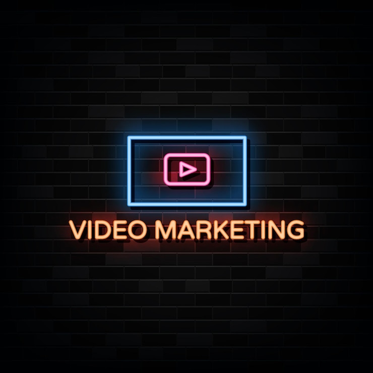 Vector video marketing neon.
