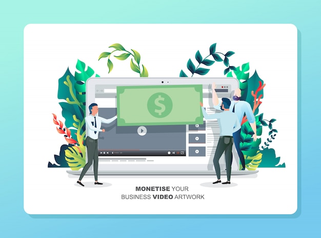 El video monetiza la obra de arte. página de destino web