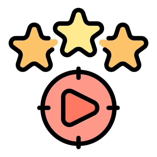Video monetizar raiting icono contorno vector dinero ganancias embudo datos color plano