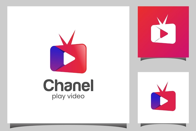 Vector video play media logo símbolo icono diseño para chanel video tv apps logo