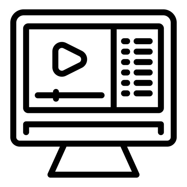 Video seminario web icono contorno vector Seminario de capacitación Aprende en línea