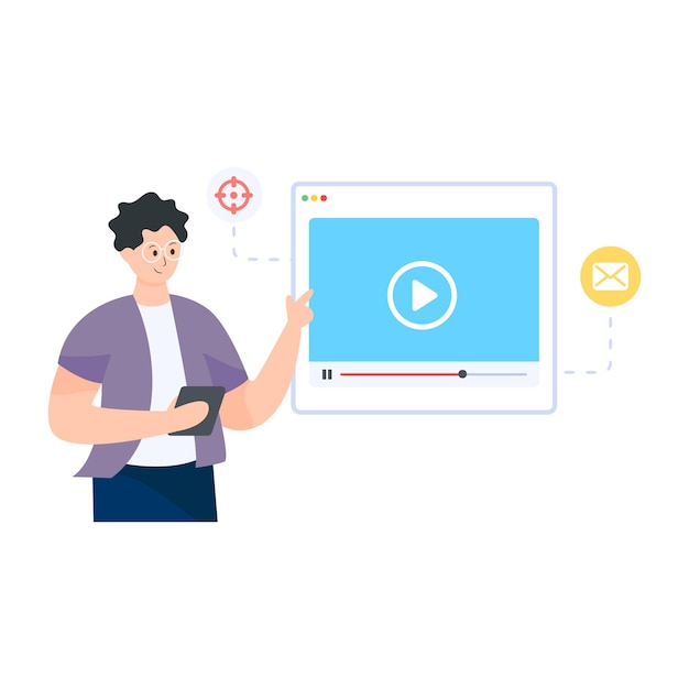 Video streaming vector diseño video marketing en estilo editable