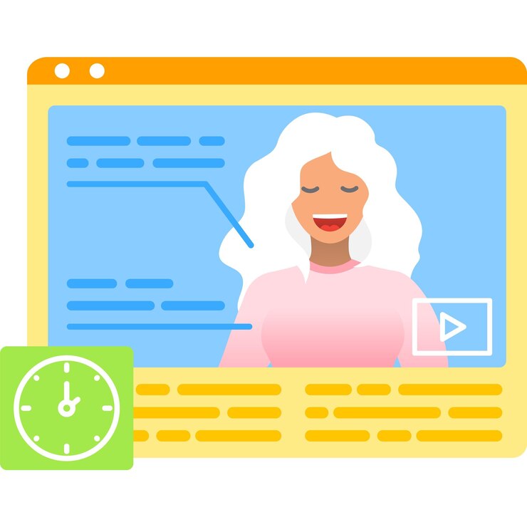 Vector video tutorial icono mujer enseñando vector en línea