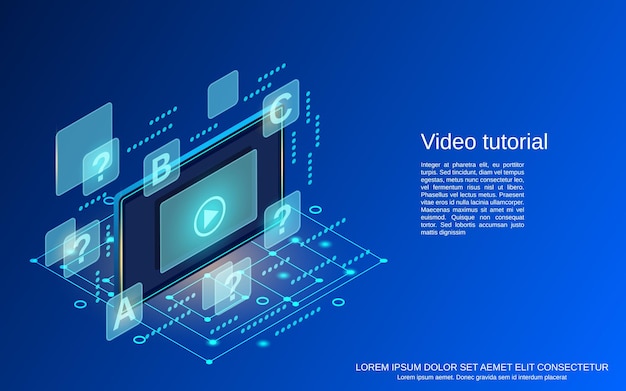 Video tutorial ilustración de concepto de vector plano isométrico