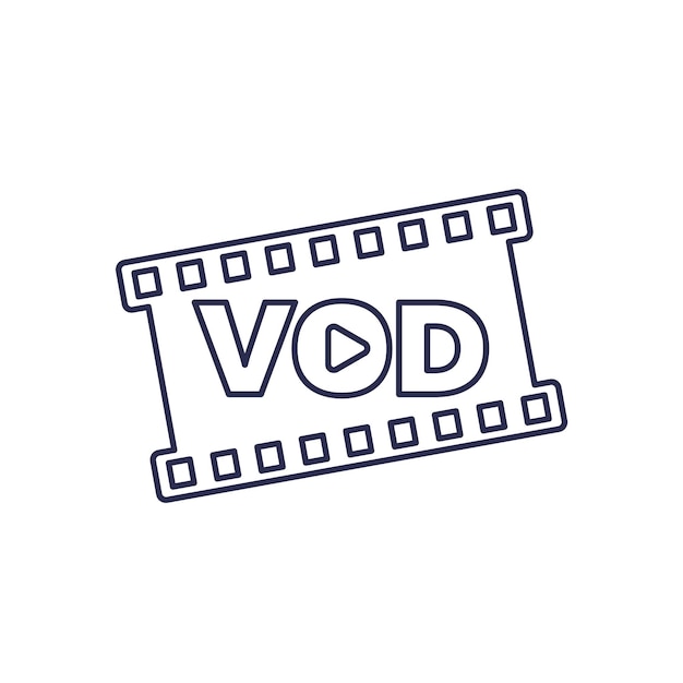 Vector vídeo vod bajo demanda vector de línea de íconos