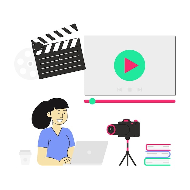 Vector videobloguera femenina