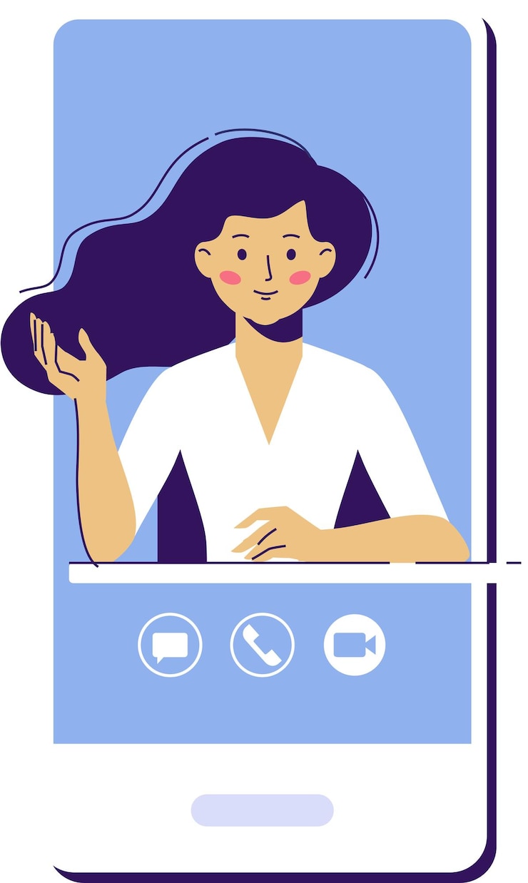 Vector videoconferencia de teléfono inteligente con niña en pantalla