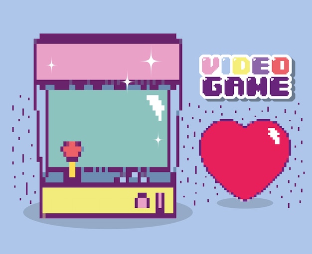 Videojuego consola retro pixelada de dibujos animados