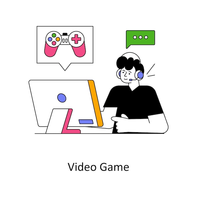Videojuego Estilo plano Diseño Vector ilustración Stock ilustración