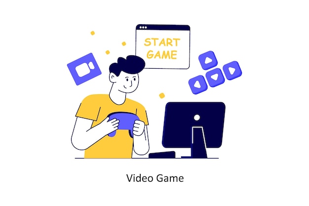 Videojuego Estilo plano Diseño Vector ilustración Stock ilustración
