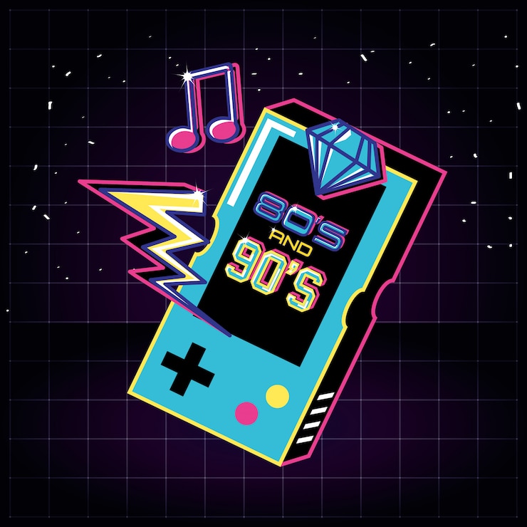 Vector videojuego de la mano de los ochenta y noventa retro