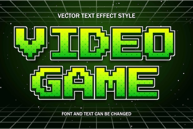 Vector videojuego pixel art texto editable efecto fuente retro estilo vintage juegos plantilla fondo diseño