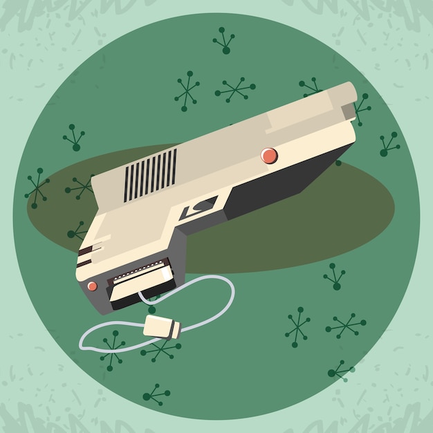 Videojuego retro con diseño de ilustración vectorial arma