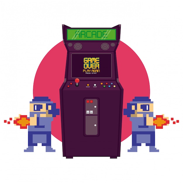 Vector videojuego retro maquina arcade