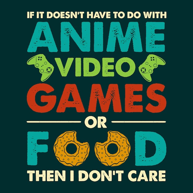 Videojuegos de anime o diseño de camiseta de comida