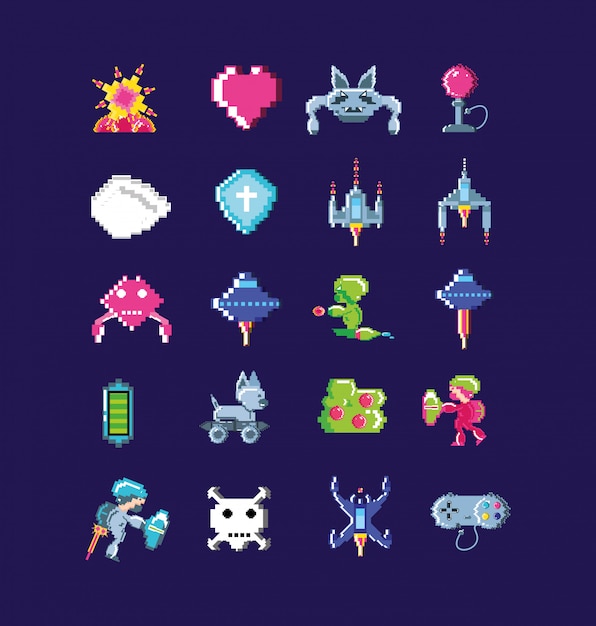 Videojuegos clásicos set iconos