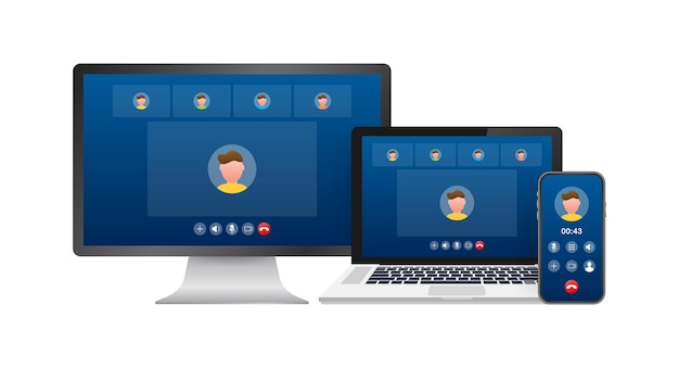 Videollamada entrante en una computadora portátil con imagen de perfil de hombre de llamada entrante y aceptar rechazo
