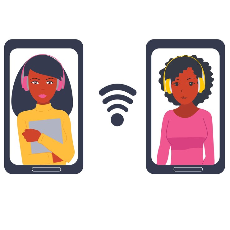 Vector videollamada desde el teléfono dos personas se comunican vector