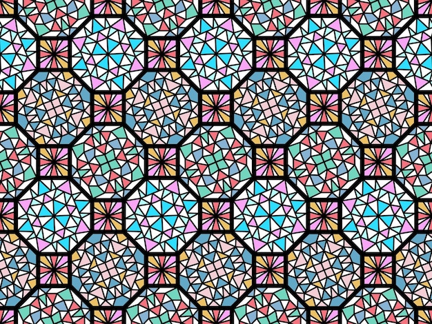 vidriera ornamental oriental colorido patrón árabe caleidoscopio