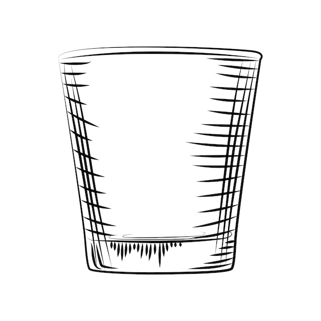 Vidrio antiguo dibujado a mano. Aislado sobre fondo blanco. Ilustración de vector de estilo de grabado