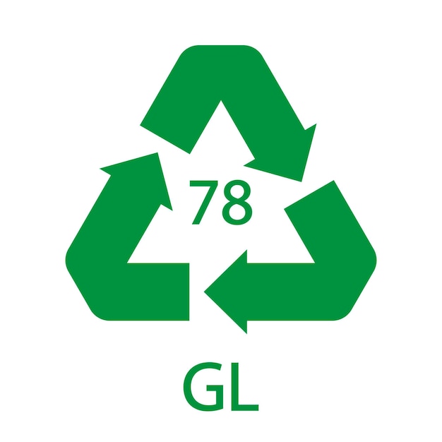 Vidrio chapado en plata Código de reciclaje de vidrio 78 GL Ilustración vectorial