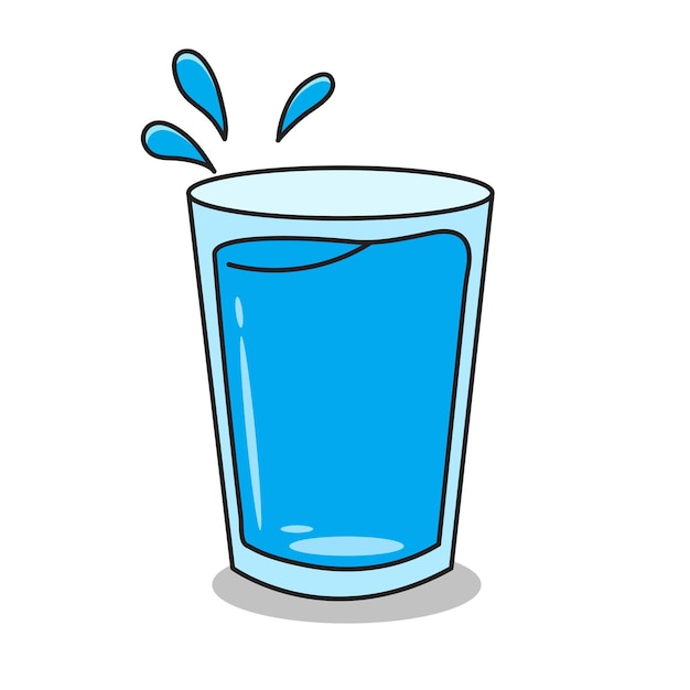 Vector vidrio lleno de agua aislado en una ilustración vectorial de dibujos animados de fondo blanco