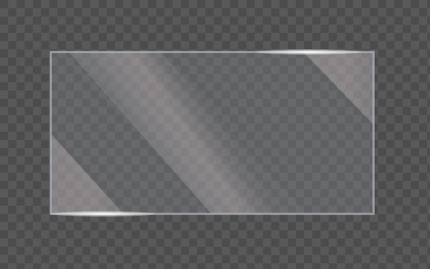 Vidrio rectangular realista en fondo transparente vectorial editable Icono vectorial de vidrio