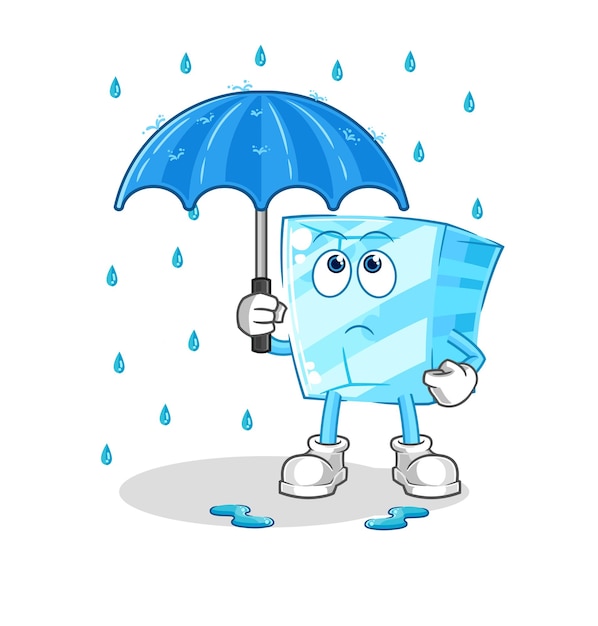 Vidrio sosteniendo un vector de caracteres de ilustración de paraguas
