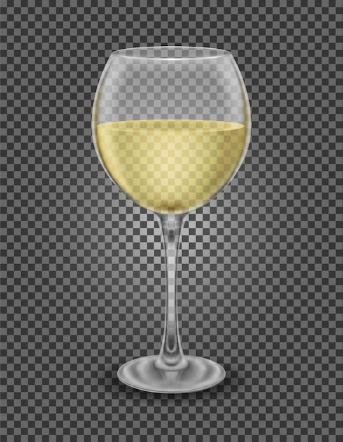 Vidrio transparente para vino y bebidas con bajo contenido de alcohol ilustración vectorial