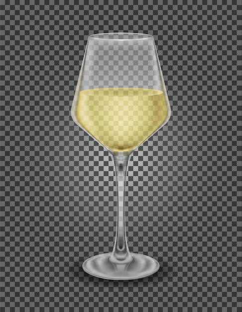 Vector vidrio transparente para vino y bebidas con bajo contenido de alcohol ilustración vectorial