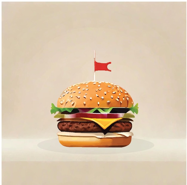 Vector vieja ilustración de una hamburguesa 03
