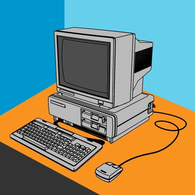 Vector vieja ilustración de pc o computador