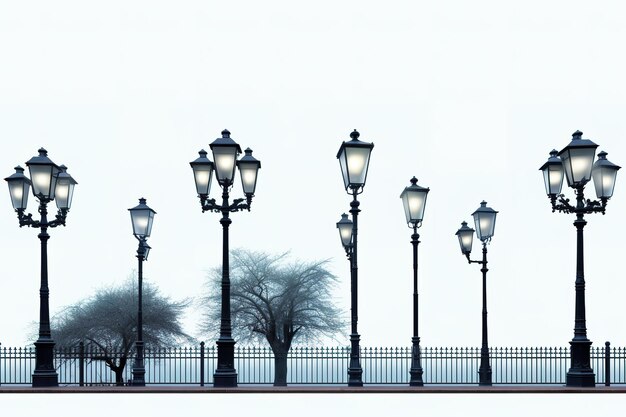 La vieja lámpara de la calle aislada sobre un fondo blanco
