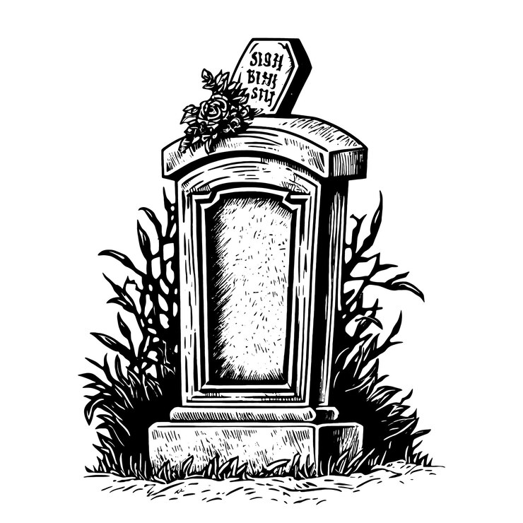 Vector vieja lápida de piedra de murble descansa en paz ilustración de dibujo vectorial