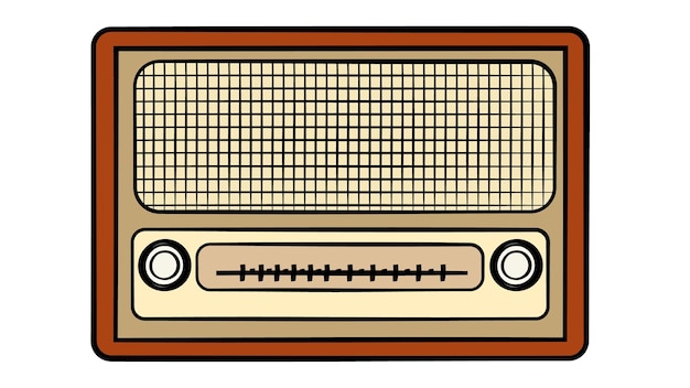 Vieja madera marrón retro vintage antiguo hipster obsoleta radio de música sobre fondo blanco.